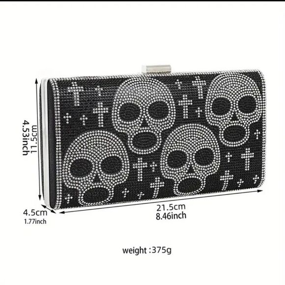 Gold Sparkling Skull & Crosses Rhinestone Clutch